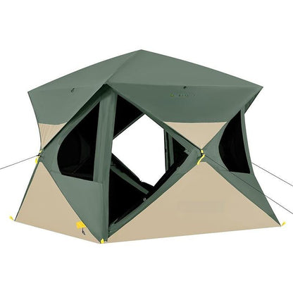 4 Person Pop Up Camping Tent, Instant Cabin Tent Sets Up in 60 Seconds, Portable Hub Tent with Rainfly, Windproof Family Tent for Outdoor Camping & Overlanding